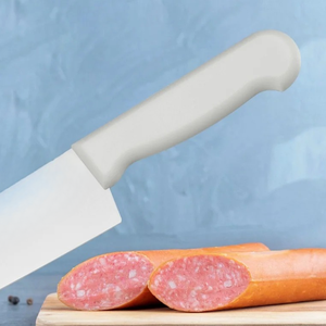 Cuchillo de Cocina para Carnicero con Mango Blanco y Hoja Larga Plateada en Punta para Cortar Carne, Recortar y Preparar Alimentos - Product Image 3