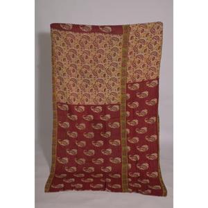 Couverture Kantha Imprimée Faite à la Main, Motif Floral Indien, en Coton Lavable, Écologique, Style Bohème Vintage, Couvre-lit Réversible - Product Image 2