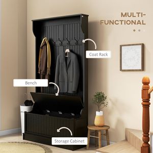 "Women's Coats 3-in-1 Entryway Bench with Coat Rack Hall Tree & <b>Shoe</b> Storage (5 <b>Hooks</b>)" - Product Image 4