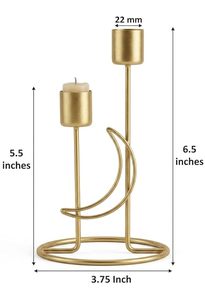 Juego de 2 Portavelas Cónicos de Metal Dorado Moderno, Portavelas Minimalistas con Acabado en Latón, Centro de Mesa Decorativo para Comedor - Product Image 6