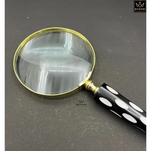 Lupa con mango de cuerno de búfalo pulido, precio de fábrica al por mayor, elección de detective de lujo, anillo chapado en oro y níquel, India - Product Image 5