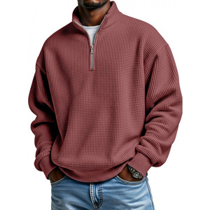 Sweat-shirt unisexe gris foncé à col ras du cou, en molleton, avec fermeture éclair quart de tour, respirant, à manches longues, coupe décontractée, hiver, 100 % coton - Product Image 6