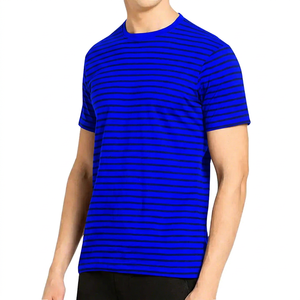 T-shirt à manches courtes rayé pour homme, coupe classique, 100% coton, col rond, haut tricoté décontracté - Product Image 4