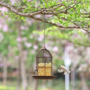 Mangeoire à oiseaux en métal suspendue pour l'extérieur, décoration de jardin, patio, maison - Product Image 5
