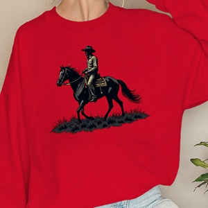 Mujer Impreso Cowboy Riding Horse Ilustración Sudaderas Casual Tejido de punto - Product Image 2