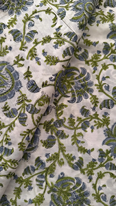 Floral Vine Hand Block Printed Cotton Fabric Indian Handmade Jaipuri <b>Print</b> <b>Botanical</b> Cotton Fabric - Product Image 2