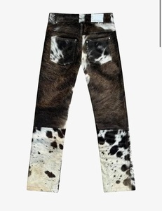 Pantalon en cuir de vachette véritable avec fourrure pour homme, style western, moto, mode, vente en gros - Product Image 1