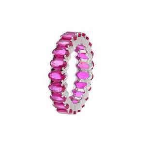 แหวนรูบี้อีเทอร์นิตี้แบนด์ แหวนประจำเดือนเกิดเดือนกรกฎาคม เงินแท้ 925 เครื่องประดับหรูหราสำหรับผู้หญิง ของขวัญแต่งงาน ทำด้วยมือ สวยสง่า - Product Image 6