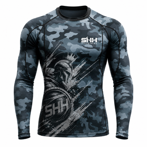 SHH Industries Custom Tactical Spartan Rash Guard <b>Men's</b> Long Sleeve Camo <b>Compression</b> Breathable Eco-Friendly <b>Shirt</b> MMA BJJ - Product Image 1