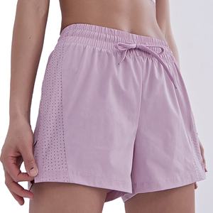 Pantalones cortos de malla de poliéster de cintura alta para mujer para verano, ropa transpirable para correr y fitness con cierre de cordón, deportes de baloncesto - Product Image 1