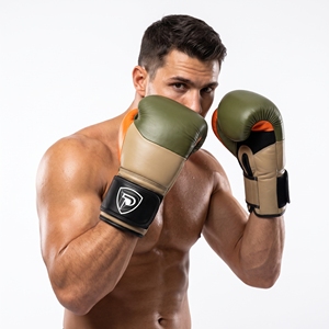 Gants de boxe en cuir orange olive Dumela 16 oz, équipement d'entraînement professionnel avec logo - Product Image 5