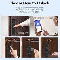 Kunci Pintu Pintar WiFi Tuya S829 Harga Kompetitif, Buka Kunci Sidik Jari, Kata Sandi, Kartu Kunci, Penyimpanan Cloud, Kontrol Aplikasi untuk Pintu Kayu