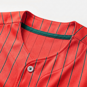 Maillot de baseball personnalisé à rayures fines, vente en gros, sublimé, boutonné, pour équipes sportives, chemise à manches courtes, uniforme de performance, logo personnalisé - Product Image 2