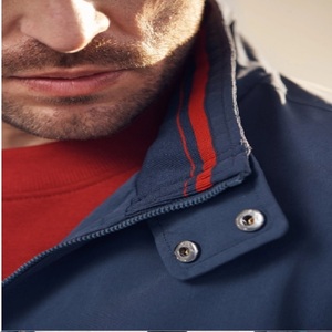 เสื้อแจ็คเก็ตบอมเบอร์สีพื้นสำหรับผู้ชาย ไซส์ใหญ่ ระบายอากาศได้ดี คอปกเหลี่ยม ผ้าแคนวาส สีกรมท่า ย้อมเส้นด้าย - Product Image 5