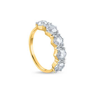 Anillos de aniversario de diamantes de varias filas en oro amarillo, joyería de diamantes de primera calidad - Product Image 3