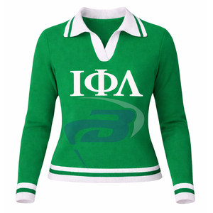 Suéter de punto verde informal para mujer de Iota Phi Lambda Sorority con estampado de letras IPL, suéter con letras en la parte superior, personalizado con cualquier logotipo - Product Image 1