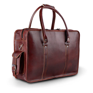 Maletín Bandolera de Cuero Genuino de Cabra Hecho a Mano con Cierre de Cremallera, Estilo Vintage Rock, para Hombre - Product Image 4