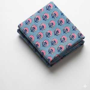 Tela de Algodón Orgánico Ecológico con Estampado Floral Azul Índigo, Tela Suave, Transpirable y Ligera para Prendas Femeninas - Product Image 1