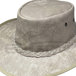 Beige Cowboy <b>Hat</b> Braided <b>Band</b> Crushable Leather Western <b>Hats</b> Adult Fashion High Quality Outdoor Travel <b>Hat</b> OEM - Product Image 4