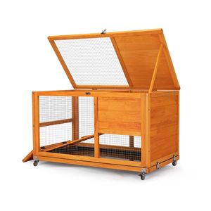 Naranja 2 niveles Animal pequeño Casa de mascotas Conejo Hutch Ruedas Techo que se puede abrir Bandeja fácil de limpiar para conejillos de indias Jaula de conejitos Rampa de carrera - Product Image 6