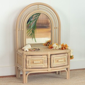 Coiffeuse en rotin pour jeu d'habillage des tout-petits, petite taille, en bois massif, meuble de chambre d'enfant - Product Image 5