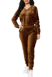 Conjunto Deportivo de Terciopelo para Mujer, Chaqueta y Pantalones Deportivos de Terciopelo, Conjunto de Terciopelo para Hombre con Bolsillos con Cremallera, Traje Deportivo con Forro de Terciopelo - Product Image 2