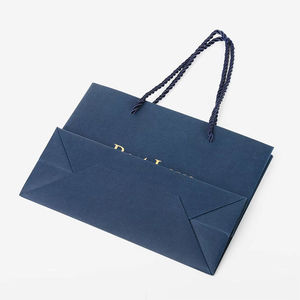 Eco-Friendly Recyclable Brown Kraft Paper Shopping <b>Bags</b> with Handle and Hot Stamped Logo for Grocery Use - Product Image 3