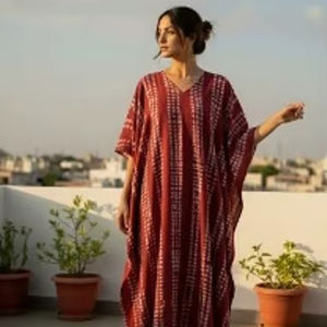 Caftán de Algodón de Alta Calidad para Mujer, Estilo Tie Dye Bali, para Cruceros, Vacaciones, Resort, Cintura Elástica, Talla XL, Verano, Otoño - Product Image 1