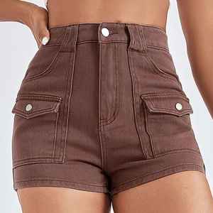 Pantalones cortos de mezclilla de algodón rasgados de cintura media, sexys y a la moda, de diseño personalizado y alta calidad, para mujer, talla grande, para verano. - Product Image 1