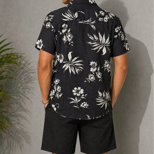 Men's Casual Beech Wear Summer Shirt 300 Grams Breathable Quick Dry Eco-Friendly Short Sleeve Floral Print Design 100% Polyester - Product Image 3