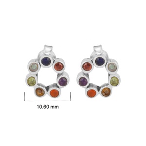 Wholesale 7 Chakra Natural Gemstone <b>Stud</b> <b>Earrings</b> Silver Plated Rainbow <b>Crystal</b> Healing Jewelry for Women - Product Image 3