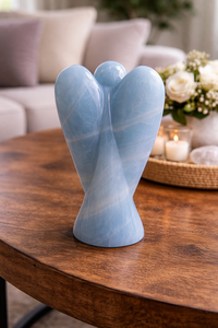 Estatua de Ángel de Ónix Azul de Lujo, Figura de Cristal Tallada a Mano, Escultura de Piedra Preciosa Ecológica, Artesanía de Mármol del Patrimonio de Agra para el Hogar - Product Image 3