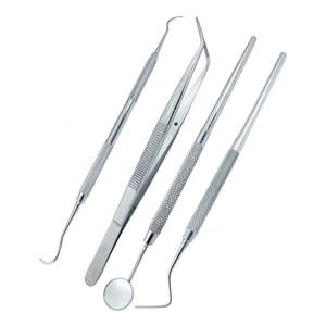 Kit d'examen dentaire en acier inoxydable pour usage professionnel : miroir de blanchiment dentaire, détartreur, pinces, instruments chirurgicaux de base - Product Image 1