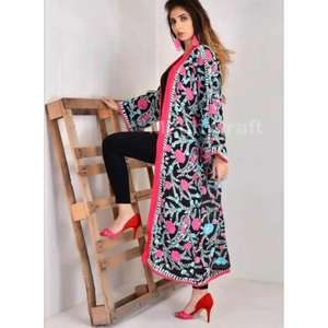 100% Cotton Knitted Elegant Tie Dye Kimono Soft <b>Thermal</b> Breathable Quick Dry Summer V-neck Full Length Drawstring Closure Full - Product Image 3