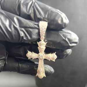 Colgante Cruzado, Colgante de Fe Cristiana, Colgante de Regalo Religioso, Colgante de Plata 925 con Moissanita VVS, Joyería Hip Hop para Raperos - Product Image 3