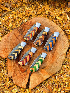 Cuchillo Plegable de Bolsillo de Madera para Camping, Multiusos, de Acero de Damasco, Grado Industrial, para Caza - Product Image 2