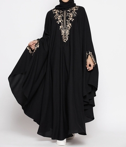 Wholesale Women Abaya Kaftan Dress Handmade Turkish Floor Length Long Sleeve Soft Breathable Polyester Floral Loose Fit - Product Image 1