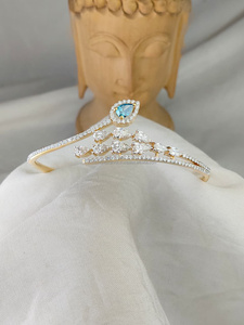 Pear Cut Blue Diamond and Round Diamond Yellow <b>Gold</b> Bracelet Elegant Leaf Design Luxury Fine Jewelry & Wedding for Women Gift - Product Image 4