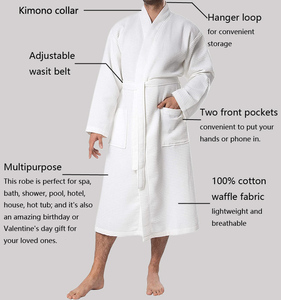 Peignoir de luxe élégant unisexe en polyester gaufré thermique sans plis, coupe longue, col châle, idéal pour la piscine et les loisirs - Product Image 2