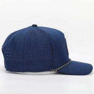 Wholesale Custom 5 Panel Rubber Pvc Logo Rope Baseball <b>Cap</b>,Waterproof Laser Cut Hole Perforated <b>Hat</b>,Performance Sports Dad <b>Hat</b> - Product Image 5