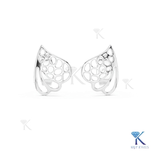 Boucles d'oreilles minimalistes en or, motif aile de papillon ajouré, feuille creuse en filigrane, or massif 14K 18K, bijoux fins pour femmes, fabricant - Product Image 5
