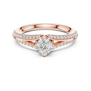 Anillo de Oro Rosa de 14K con Diamante Cultivado en Laboratorio para Mujer |   Ropa de Fiesta |   Diamante Cultivado Nuevo - Product Image 1