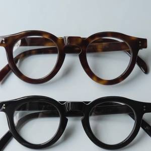 Montures de lunettes rondes en acétate de tortue, faites à la main, marron et noir - Product Image 2
