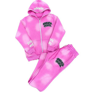 Conjunto de Sudadera con Capucha y Pantalones Deportivos Glory Personalizados con Bordado Desgastado 2026, Conjunto de Sudadera con Capucha y Pantalones Deportivos Acampanados Personalizados - Product Image 1