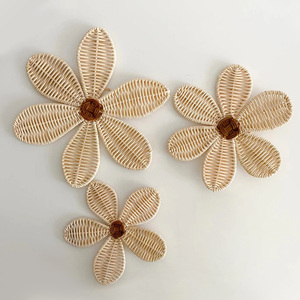 Handweave rattan flower set cheapest price kids party <b>accessories</b> for <b>decoration</b> boho wall hanging - Product Image 1