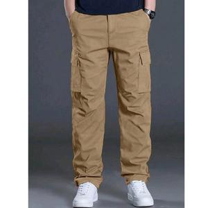 Pantalon Cargo de Sport Décontracté Droit en Toile Noire de Haute Qualité, avec Fermeture Éclair Élastique, Résistant aux Déchirures, en Tissu Peigné Lourd - Product Image 4