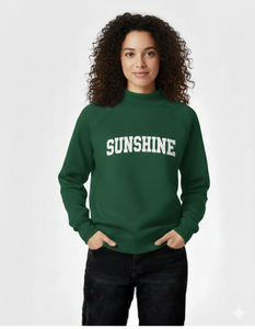 Sweat-shirt vert à col roulé pour femme Auroa, manches longues, imprimé lettres, en coton tricoté, décontracté, pour l'automne - Product Image 5