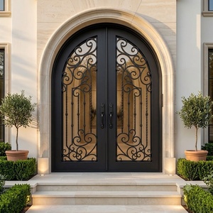 Royal Luxury Hand-forged Iron Entry Doors Rust-Resistant Easy to Assemble Featuring Arched Design Decorative Patterned <b>Frame</b> - Product Image 2