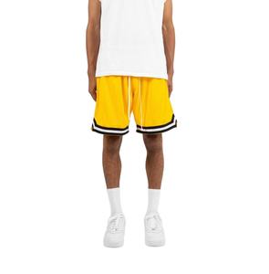 Pantalones cortos para correr para hombre de baloncesto de verano personalizados amarillo patrón sólido malla moda estilo casual al por mayor - Product Image 1