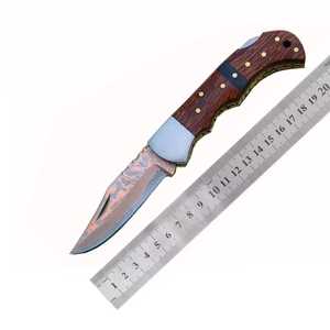 Cuchillo Plegable de Acero Damasco y Cobre Premium para Camping y Uso General, Mango de Resina, Hoja de Punta Caída Personalizable OEM, Garantía de 3 Años - Product Image 5